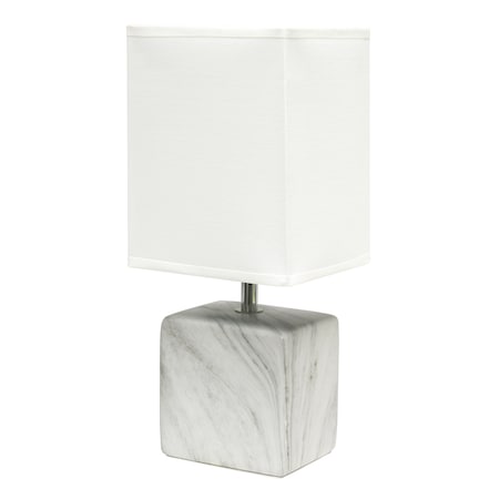 Simple Designs Petite Marbled Ceramic Table Lamp White W White Shade